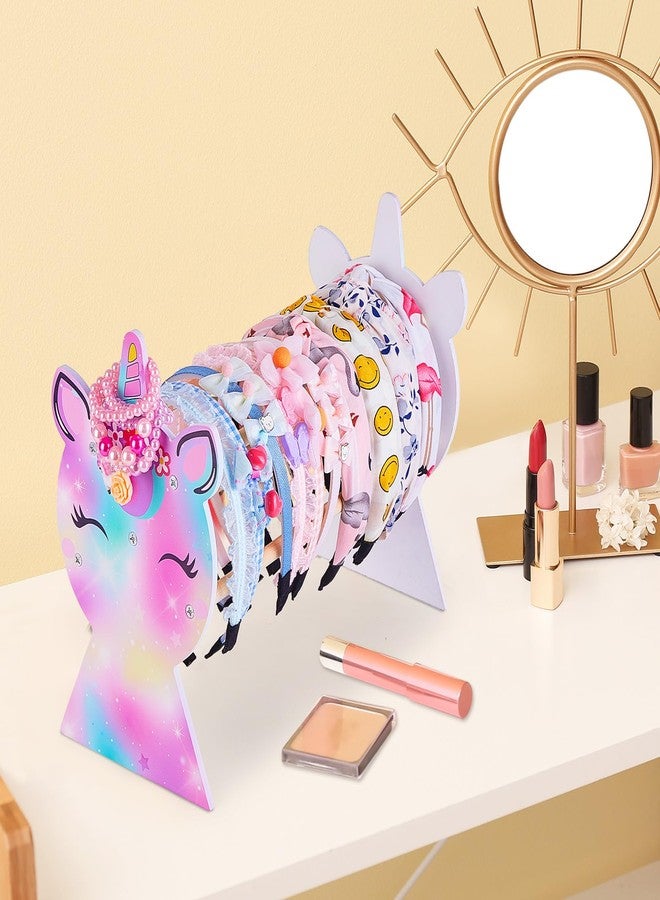 Basumee Girls Headband Holder Organizer Hair Hoop Headband Display Stand Unicorn Hairband Stand Organizer Headband Storage Home Room Decors for Girls, Purple Green Yellow - Image 4